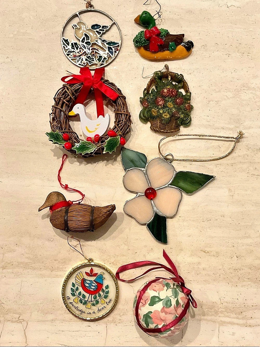 Vintage Christmas Ornaments Collection Xmas Ornament Country Assorted Lot Of 8